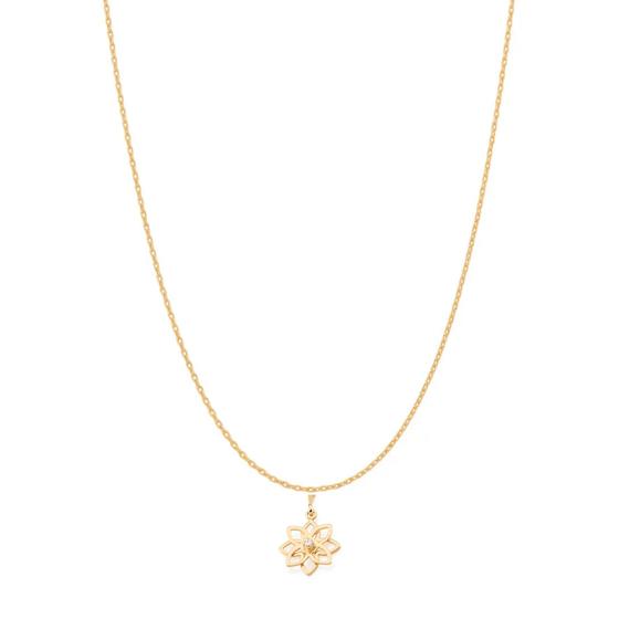 Imagem de Presente Feminino Rommanel Colar + Pingente Flor Banhado Ouro 18k Lindo