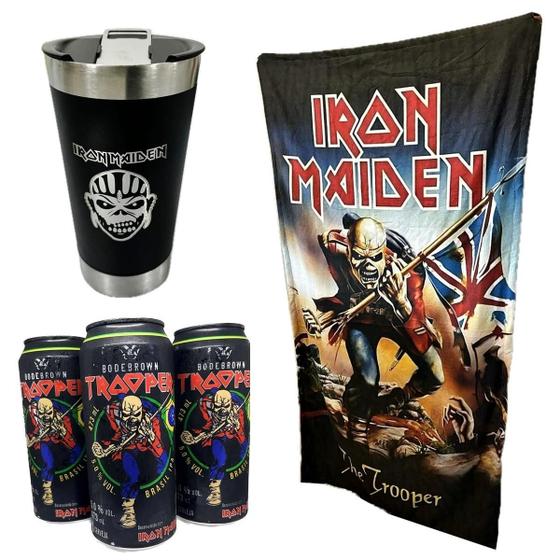 Imagem de Presente Iron Maiden 3 Cervejas 473Ml+ Copo Térmico + Toalha
