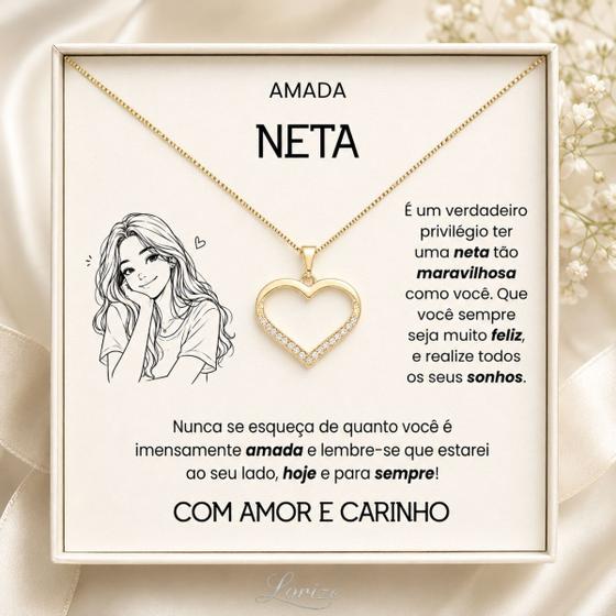 Presente Para Neta Colar Com Mensagem Afetiva Carinhosa Lorize
