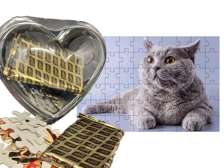 Imagem de Presente Páscoa Diet Chocolate Idosos + 1 Quebra-Cabeça Gato