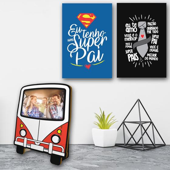 Presente Super Pai Porta Retrato Kombi Antiga Quadro Paizão Menor preço em Presente Super Pai Porta Retrato Kombi Antiga Quadro Paizão