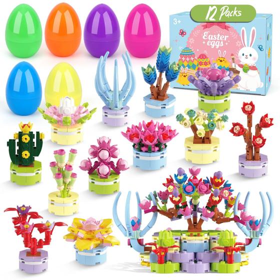 Imagem de Presentes de Páscoa Uiseba Succulent Building Blocks, pacote com 12 unidades para crianças