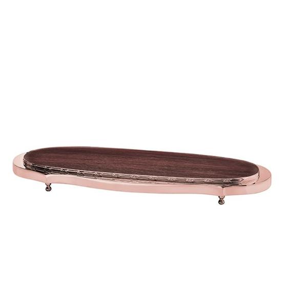 Imagem de Présentoir Cobre Com Cordão Croisé e Fundo de Madeira