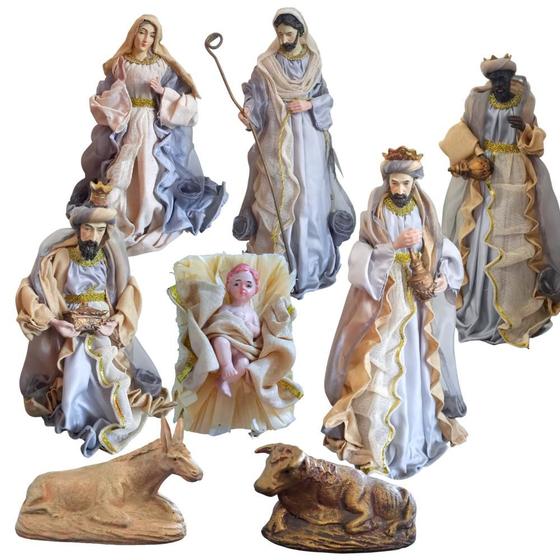 Imagem de Presépio de Natal Plus Seda 8 Figuras Decorativo 41cm - Resina SALDÃO.