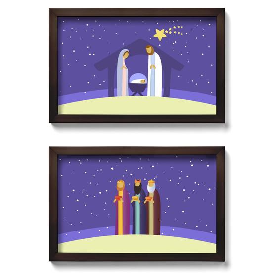 Imagem de Presépio de Parede Quadro Natalino com Reis Magos - kit com