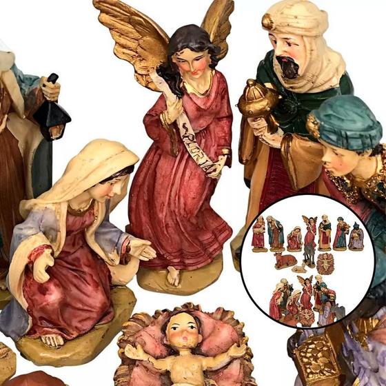 Imagem de Presépio Natal Completo 11 Peças Decoração Sagrada Família Delicado Colecionável Novena