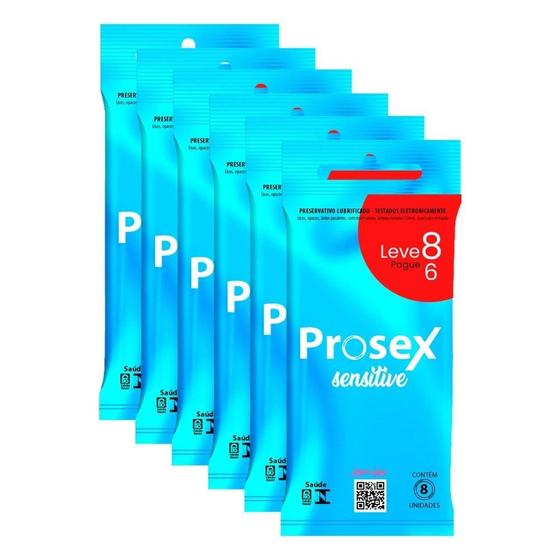 Imagem de Preservativo Prosex Sensitive 6 Embalagens com 8 Unidades
