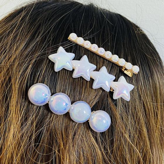 Imagem de Presilha Cabelo com Enfeite Boreal com 3 unidades
