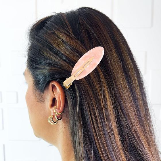 Imagem de Presilha De Cabelo Design Folha - Rosa Marmorisado