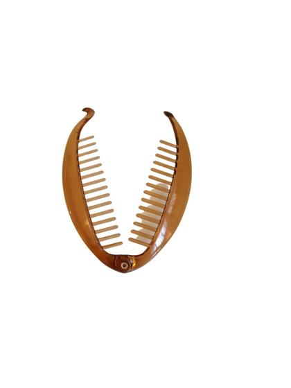 Imagem de Presilha de cabelo marrom estilo banana com pente 12cm