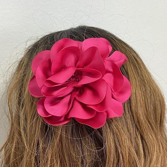 Presilha de Flor de Tecido Grande para Cabelo - Pistache Acessórios