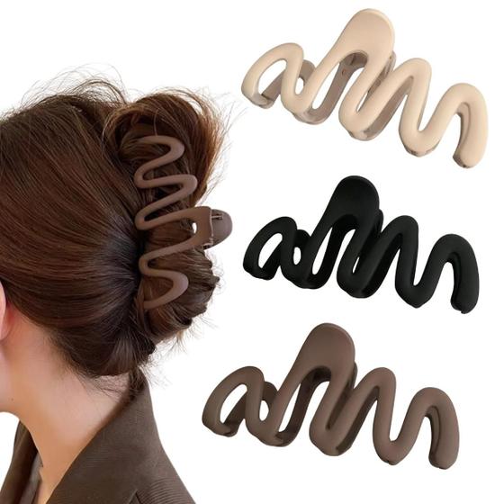 Imagem de Presilha Grande Modelo Ondas Com Garras 10 Dentes Piranha De Cabelo