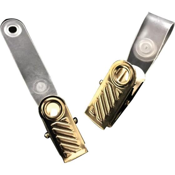 Imagem de Presilha para Crachá CLIPS Jacaré com ALÇA Leitosa - Pacote com 100