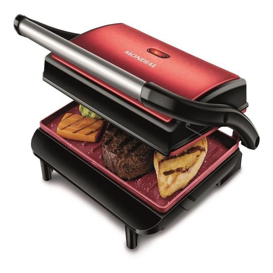 Imagem de Press Grill Pg-01-Rc 1000W Vermelha 220V Inox Mondial