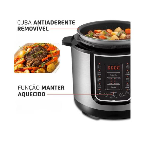 Pressão Elétrica Panela 6 Litros Aço Inox Timer Digital Econômica Copo Medidor Menor preço em Pressão Elétrica Panela 6 Litros Aço Inox Timer Digital Econômica Copo Medidor