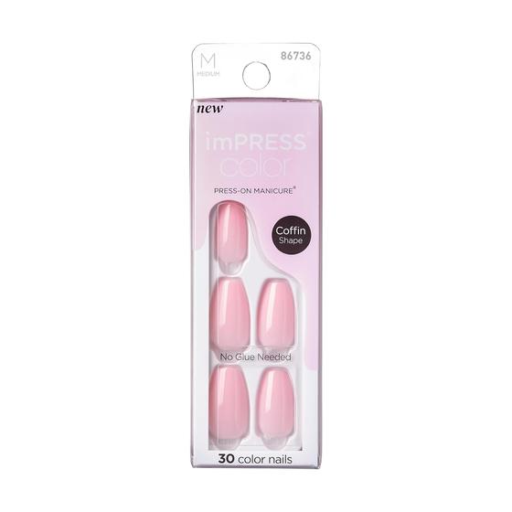 Imagem de Pressione as unhas KISS Impress No Glue 'Pink Dream' rosa médio