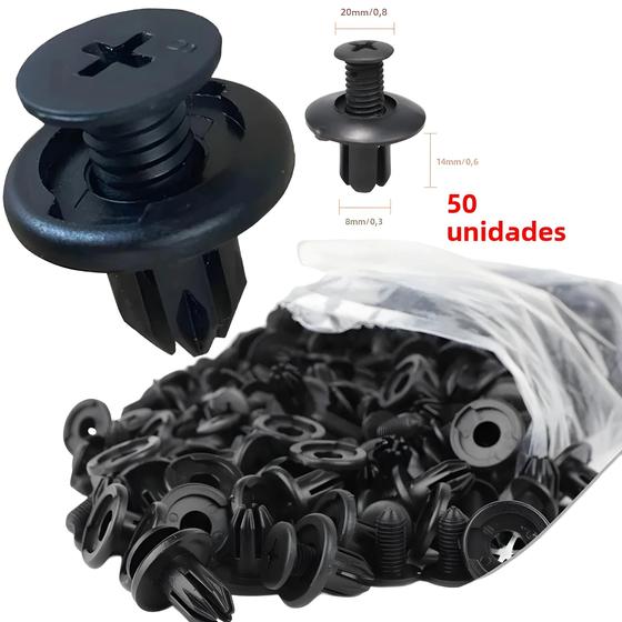 Imagem de Preto 8mm Buraco Plástico Rebites Do Carro 50 Pçs Auto Porta Guarnição Painel Retentor Push Clip