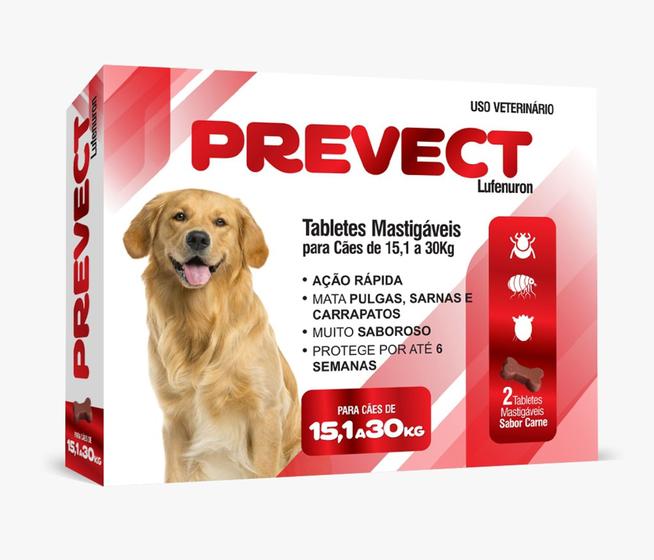 Imagem de PREVECT 15,1 a 30,0KG - ANTI PULGAS, CARRAPATOS E SARNA PARA CÃES DE 15,1 A 30 KG