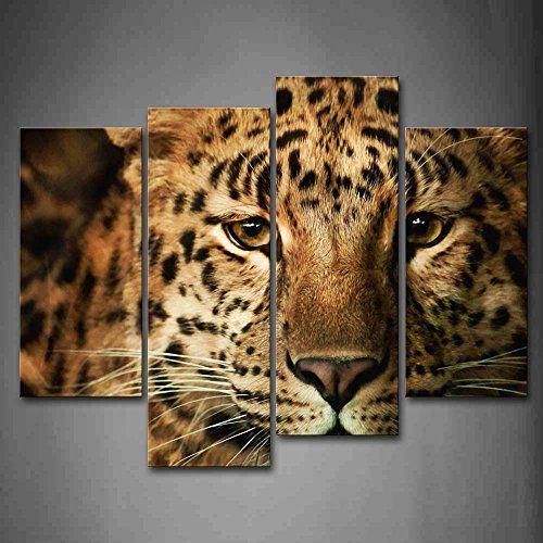 Imagem de Primeira Arte de Parede - Leopard Head Wall Art Pintura Quadros Impressão em Tela Animal A Imagem para Decoração Moderna em Casa