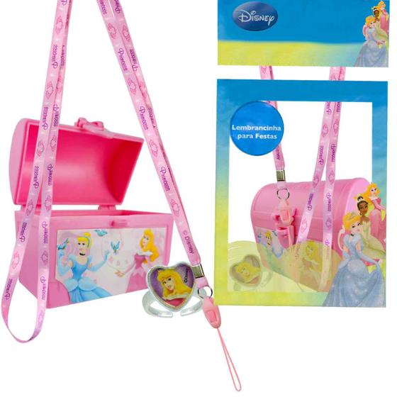 Imagem de Princesas Disney Mini Baú com Cordão para Crachá e Anel Aurora