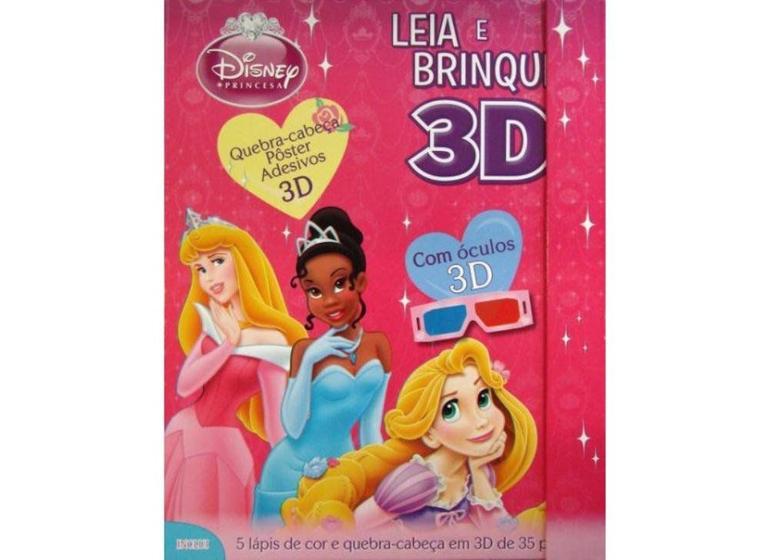 Imagem de Princesas: Leia e Brinque em 3d - Quebra - Cabeça, Poster e Adesivos
