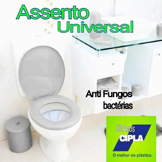 Imagem de Privada Vaso Sanitário Tampa Cinza Clara Universal Cabe em todos os Tamanhos