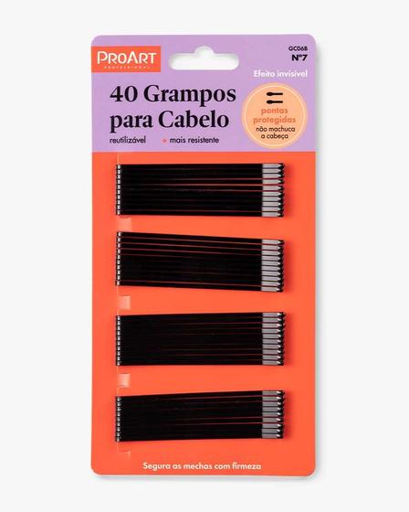 Imagem de Proart grampos de cabelo 40un curvo preto gc06b