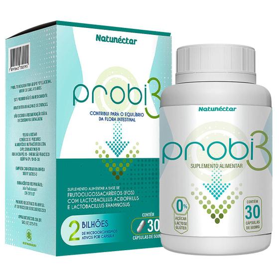 Imagem de Probi3 Suplemento Alimentar Natural Probiótico Lactobacillus Vitamínico 30 Capsulas Original Pura