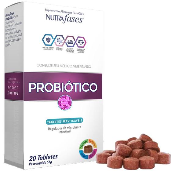 Imagem de Probiotico Prebióticos Suplemento Alimentar Cães 20 Tabletes Nutrafases