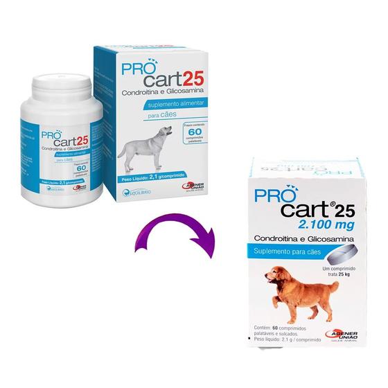 Imagem de Procart 25 Suplemento Cães Agener C/ 60 Comprimidos