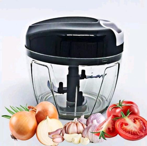Imagem de Processador de Alimentos Manual de 500 ml semiautomatico 3 laminas fatiar,triturar,moer,deversos alimentos alho cebola