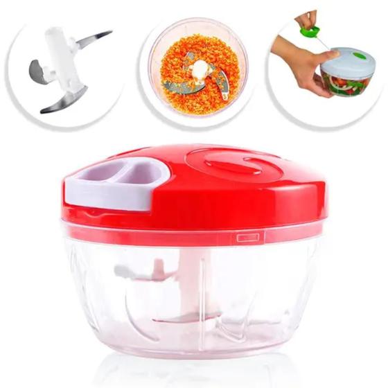 Imagem de Processador De Alimentos Manual Triturador Com 3 Lâminas
