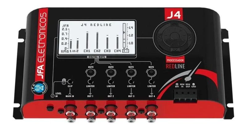 Imagem de Processador de Audio Digital JFA J4 Pro RED Edition - 4 Vias Crossover Dinâmico e Equalizador Bandas