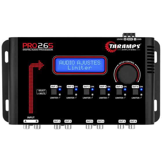 Imagem de Processador de Áudio Digital Taramps Pro 2.6s 6 Canais Pro2.6 Crossover Equalizador Limiter Som Automotivo 12v