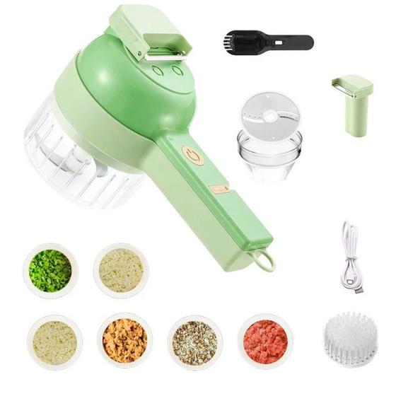 Imagem de Processador Elétrico Cortador Fatiador Legume Multifuncional Cor Verde 110v/220v