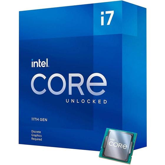 Imagem de Processador Intel Core i7-11700KF 11ª Geração, 3.6 GHz (4.9GHz Turbo), Cache 16MB, Octa Core, 16 Threads, LGA1200 - BX8070811700KF