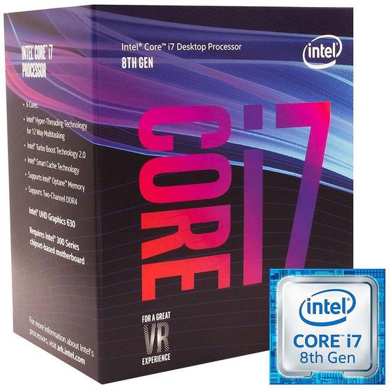 Imagem de Processador Intel Core i7 8700 8ª Geração 12MB 1151 3.2Ghz Turbo 4.6Ghz BX80684I78700 Box