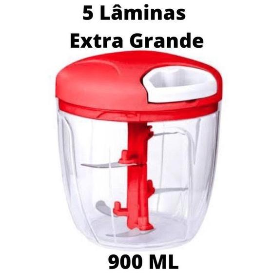 Processador Triturador Alimentos Manual Alho Cebola Legumes Carnes Grande 5 Lâminas Menor preço em Processador Triturador Alimentos Manual Alho Cebola Legumes Carnes Grande 5 Lâminas