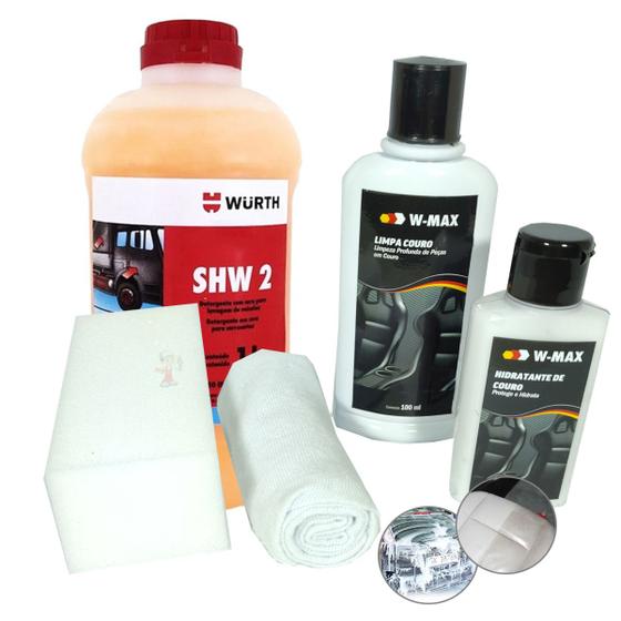 Imagem de Produto para lavar carro shampoo automotivo + Limpa e hidrata couro profissional automotivo Wurth