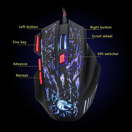 Imagem de Profissional 7 Botões 5500dpi Usb Optical Wired Gaming Mouse Ratos Para PC Laptop