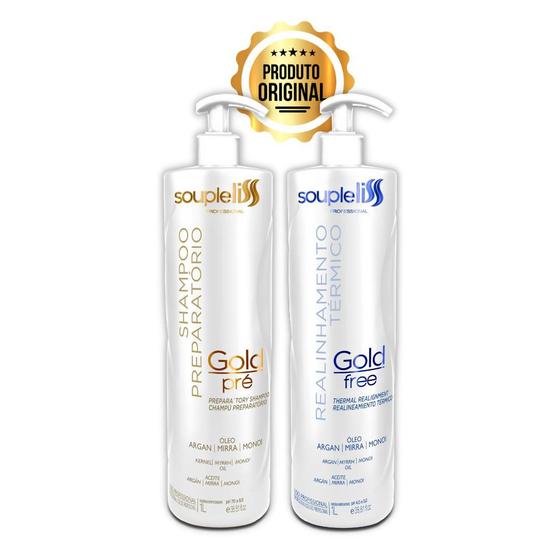 Imagem de Progressiva Gold Free Soupleliss + Shampoo Anti Resíduos 2x1000ml