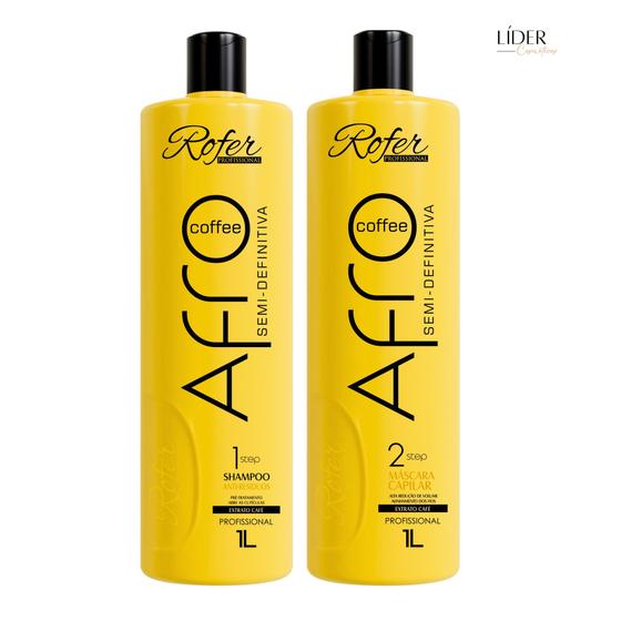 Imagem de Progressiva Para Cabelos Afro 2x1000ml Coffe Rofer Gloss + Redutor