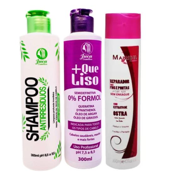 Imagem de Progressiva +Que Liso Matizadora Organica 300ml + Shampoo 300ml Creme Reparador Fios Mairibel 300ml