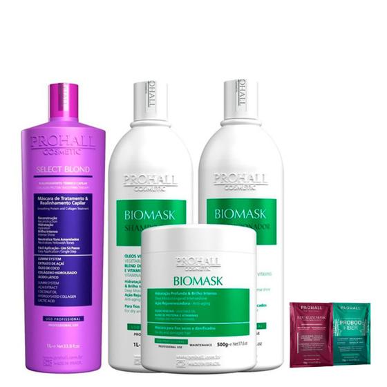 Imagem de Progressiva Select Blond e Kit Biomask Hidratação Prohall