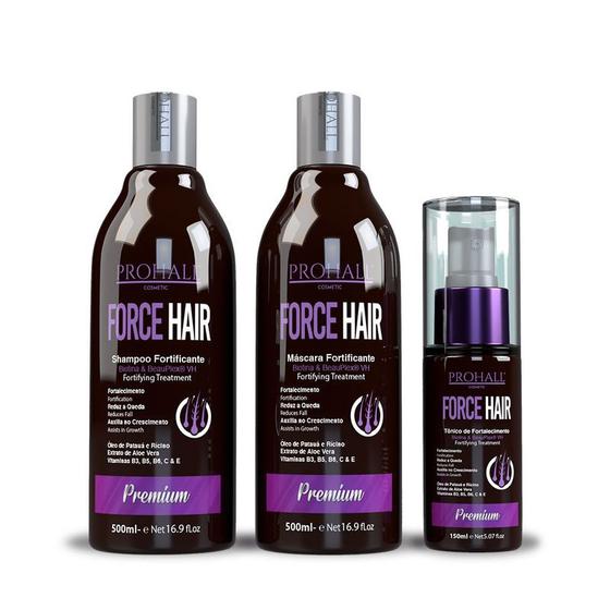 Imagem de Prohall Force Hair Kit Fortalecimento Shampoo Mascara Tonico