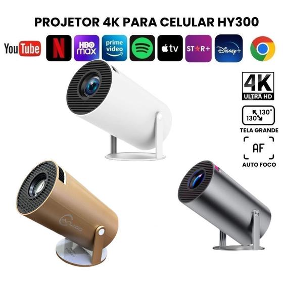 Projetor 4K HD 150 Polegadas Celular, Tv B0x, Xbox, PS, Pc, Wifi e Bluetooth HY300 Magcubic 110/220 - oem Imagem de Projetor 4K HD 150 Polegadas Celular, Tv B0x, Xbox, PS, Pc, Wifi e Bluetooth HY300 Magcubic 110/220