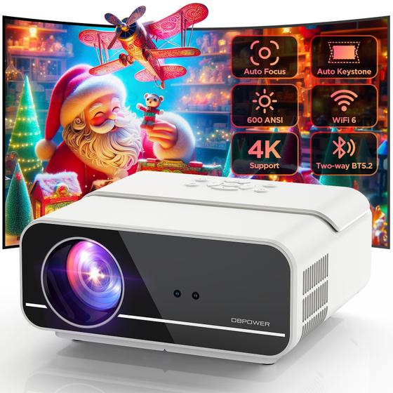 Imagem de Projetor DBPOWER 4K - 600 ANSI Lumens - FHD Nativo 1080P com WiFi 5G e Bluetooth