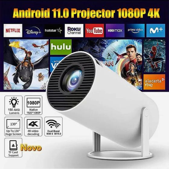 Projetor De Imagem HY300 4K Com Espelhamento WiFi Bluetooth Ideal Para ...