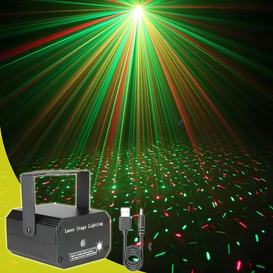 Imagem de Projetor de Laser LED Mini 2 em 1 - Efeitos de Iluminação para Festas e Shows