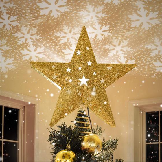 Imagem de Projetor de Neve LED IPOW Star - Topper para Árvore de Natal